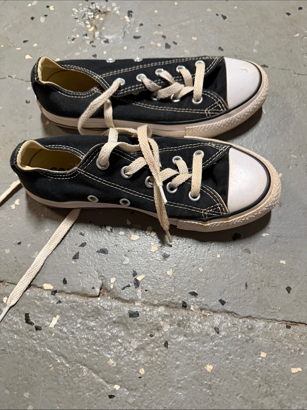Converse Black Low-Top Canvas Kids Sneakers with Cream Laces